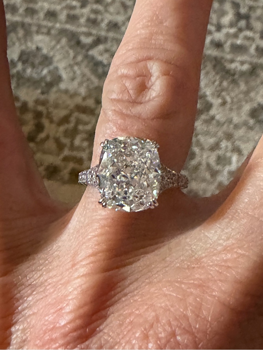 Sterling Silver Cushion-Cut Cubic Zirconia Engagement Ring - White Size 6